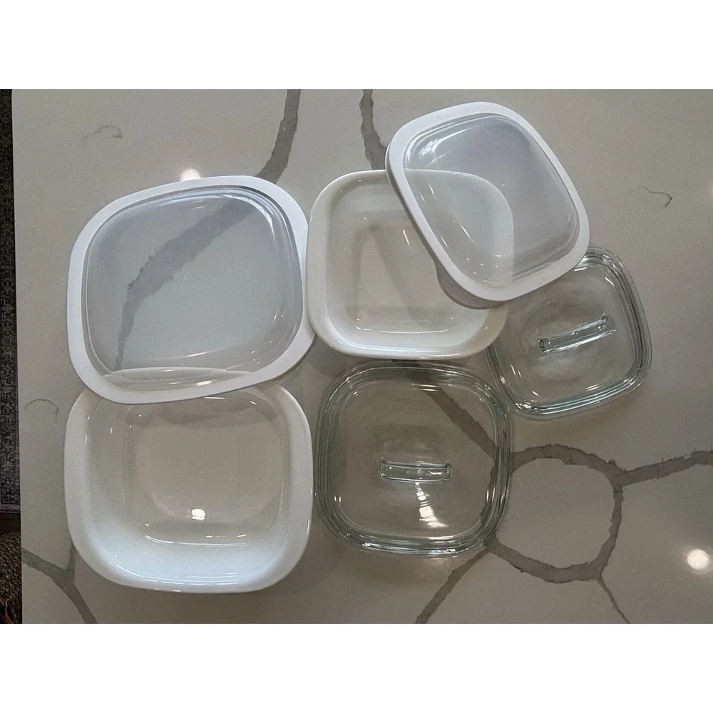 Corning Ware Simply Lite 6 Piece Set White 1.5 qt. & 2.5 qt w/ Lids 680C 648C